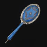 French Sterling Silver and Guilloche Enamel Vanity Mirror/Compact, ca. 19th Century