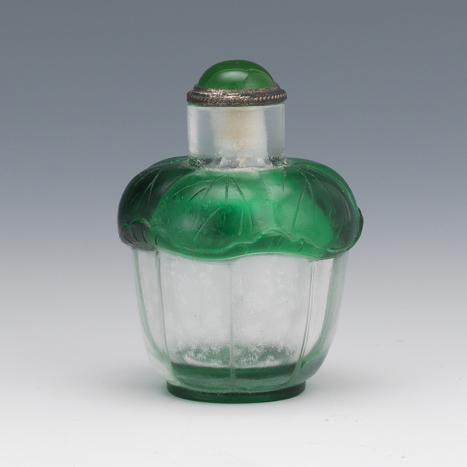 Peking Green to Clear Glass Snuff Bottle - Image 3 of 3