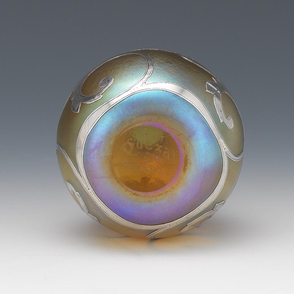 Quezal Silver Overlaid Art Glass Vase - Image 7 of 7