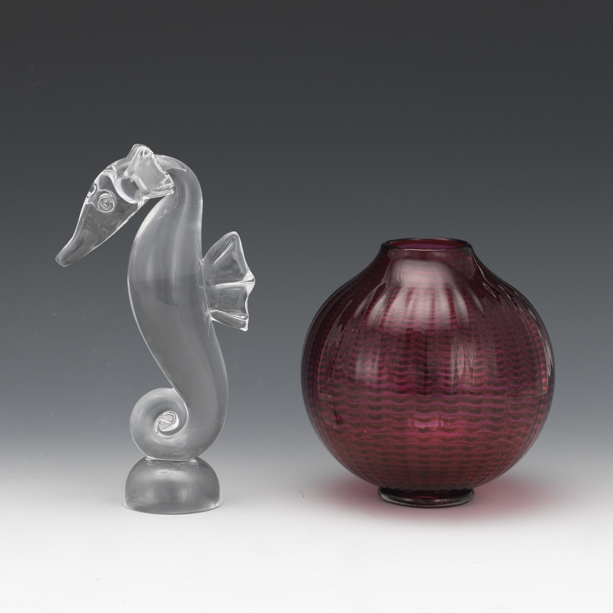 Steuben Seahorse and Contemporary Art Glass Vase - Image 4 of 7