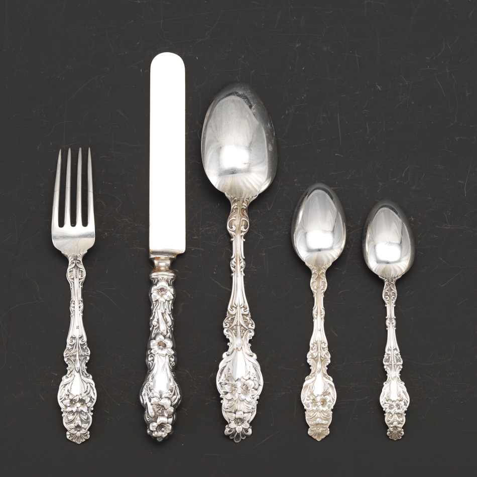 A Group of Sterling Silver Utensils in "Lily" Pattern by Whiting - Image 2 of 8