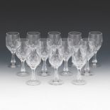 Twelve Josair Wine Glasses, "Blanka" Pattern, ca. 1964-88