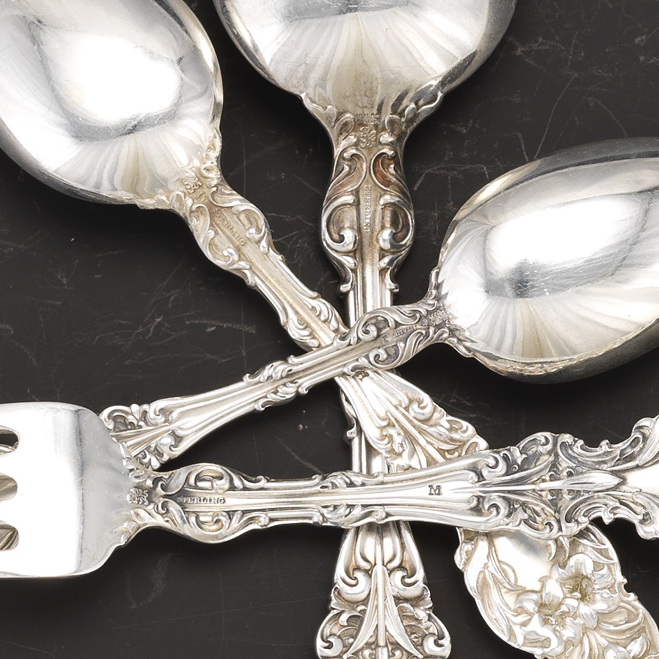 A Group of Sterling Silver Utensils in "Lily" Pattern by Whiting - Image 8 of 8