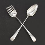 George III Armorial Sterling Silver Serving Fork and Spoon by Richard Crossley and Peter, Ann and W