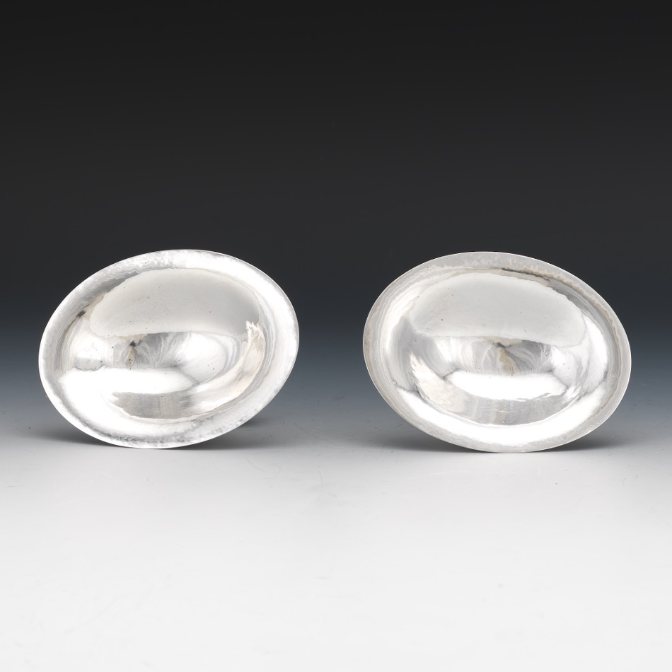 Rare Georg Jensen Sterling Silver Pair of Hand Hammered Nut Dishes/Footed Bowls - Image 6 of 7