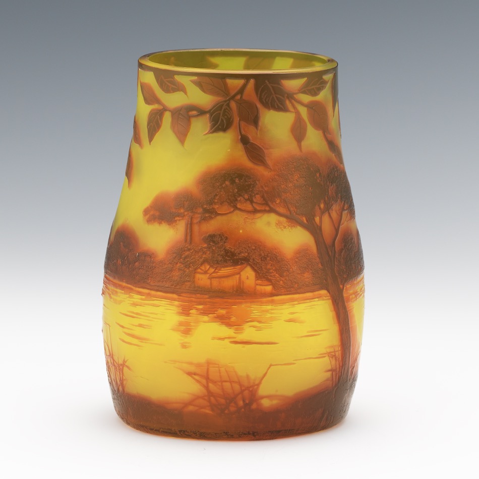 J. Michel Paris, Cameo Cut Glass Vase - Image 4 of 9