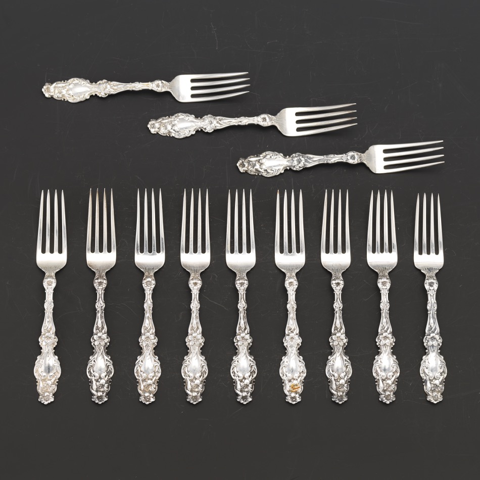 A Group of Sterling Silver Utensils in "Lily" Pattern by Whiting - Image 3 of 8