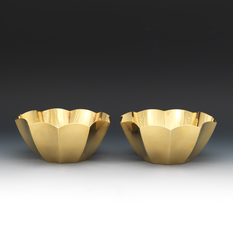 Pair of Tiffany & Co. Gold Washed Scalloped Bowls - Image 5 of 7