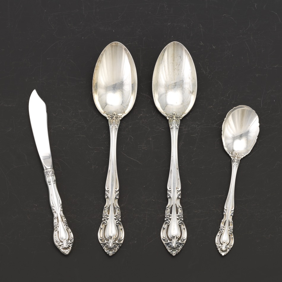 Alvin Sterling Silver Tableware Service for Twelve, "Vivaldi" Pattern - Image 9 of 10