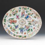 Chinese Rose Famille Oval Dish with Prominent Chinese Figures, 19th Century