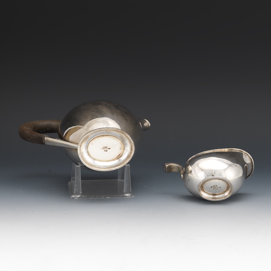 Danish Art Deco Sterling Silver Four-Piece Tea/Coffee Service and Silver Plated Tray by Hugo GrÃ¼n, - Image 13 of 15