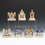 Seven Staffordshire Cottage Incense Burners