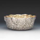 American Aesthetic Movement Whiting Mfg. Co. Gold Wash Sterling Silver Repousse Centerpiece Bowl, c