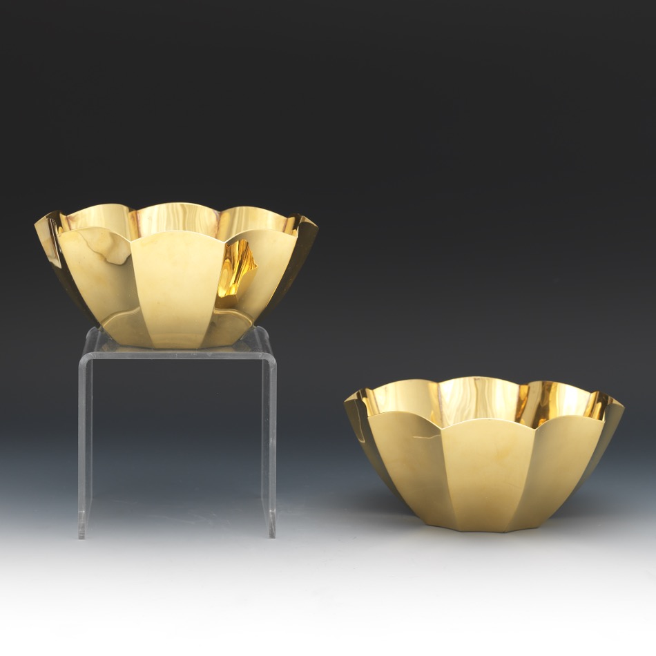 Pair of Tiffany & Co. Gold Washed Scalloped Bowls - Image 2 of 7