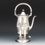 Richard Wallace and Sons Sterling Silver Coffee Pot on Stand with Gorham Burner