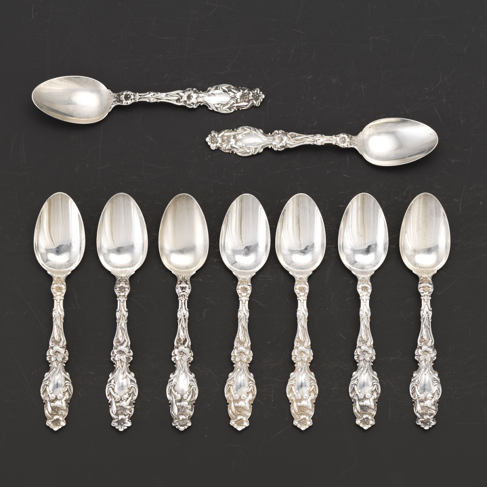 A Group of Sterling Silver Utensils in "Lily" Pattern by Whiting - Image 5 of 8