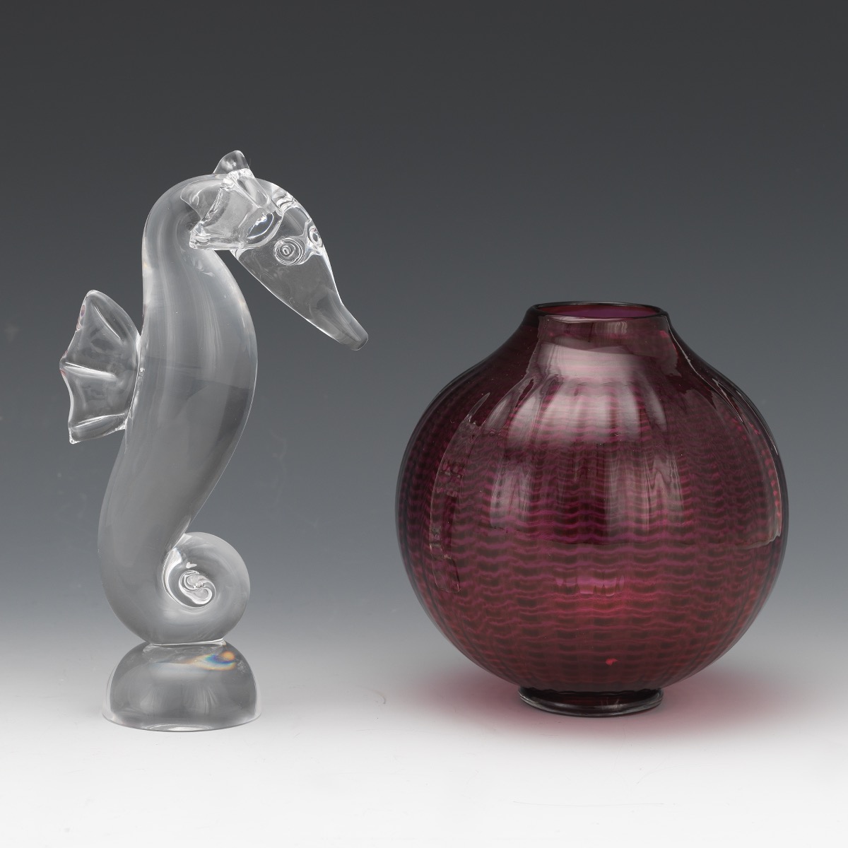 Steuben Seahorse and Contemporary Art Glass Vase - Image 2 of 7