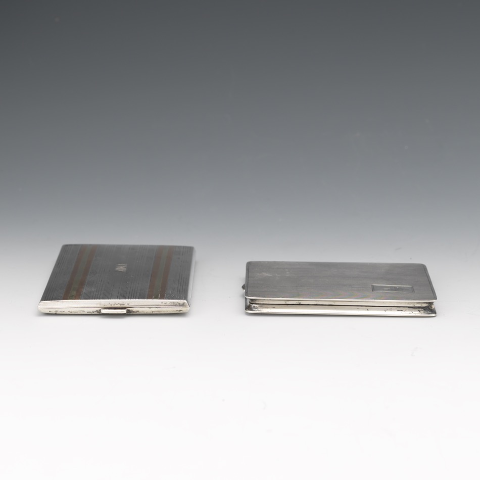 Two Art Deco Sterling Silver and Two-Tone Gold Cigarette Cases - Image 3 of 8