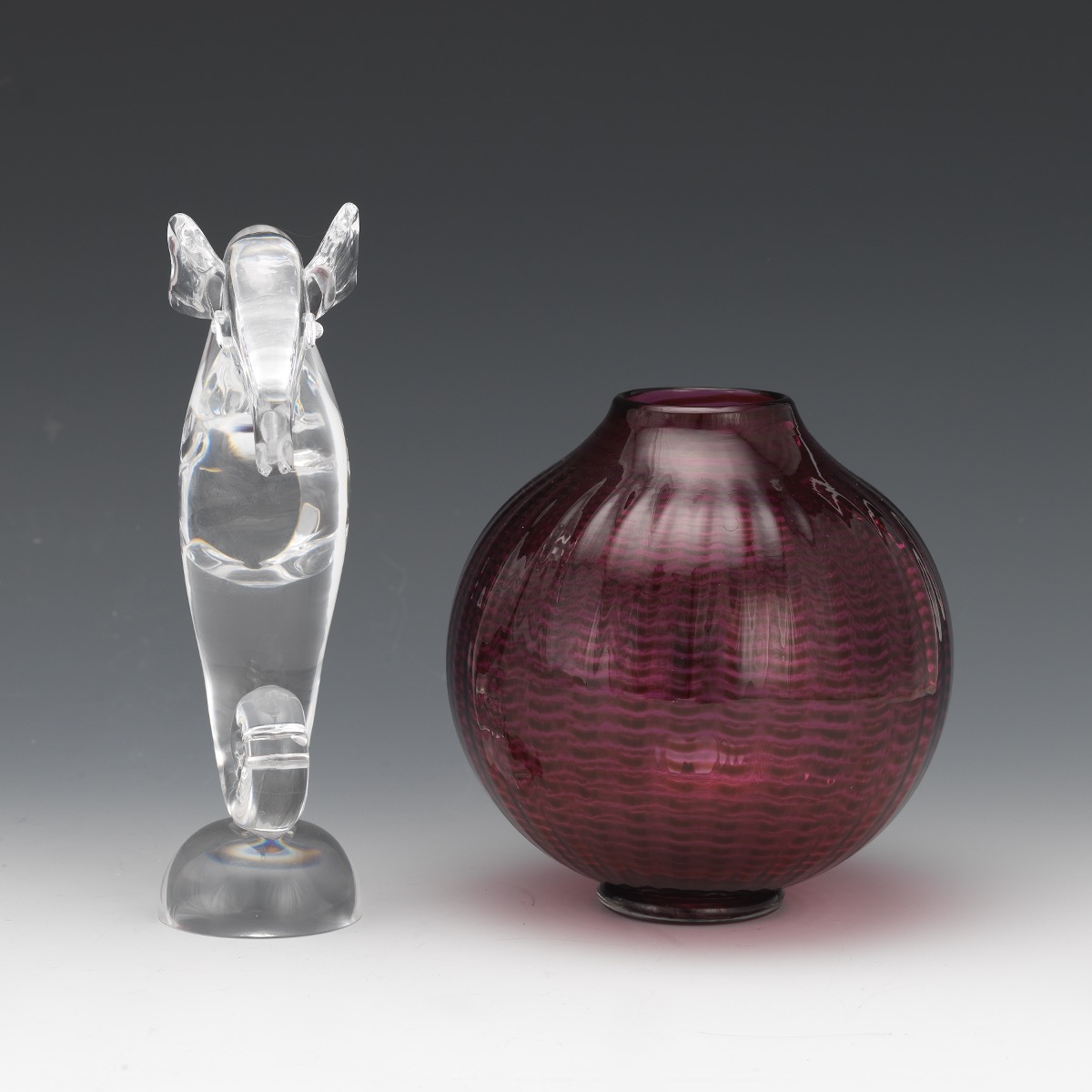 Steuben Seahorse and Contemporary Art Glass Vase - Image 3 of 7