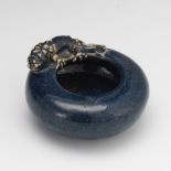 Monochrome Navy Blue Brush Washer, ca. Qing