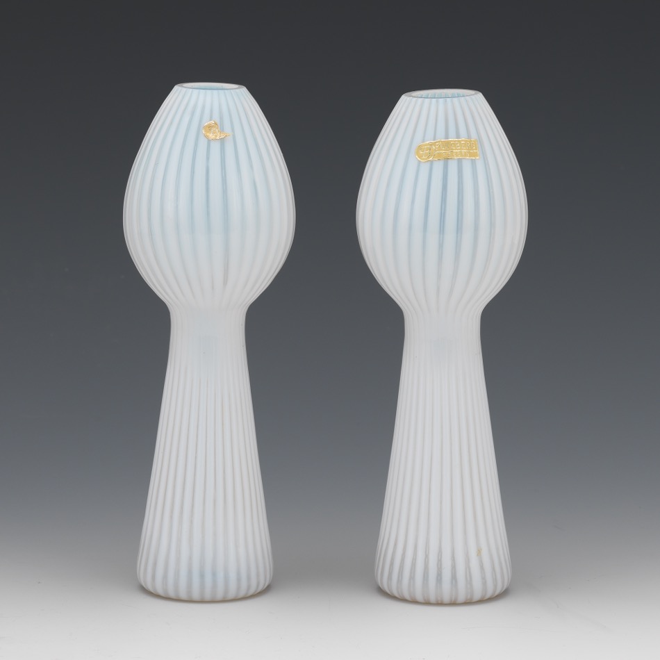Pukeberg Sweden Pair of Glass Vases, ca. Middle 20th Century - Image 3 of 6