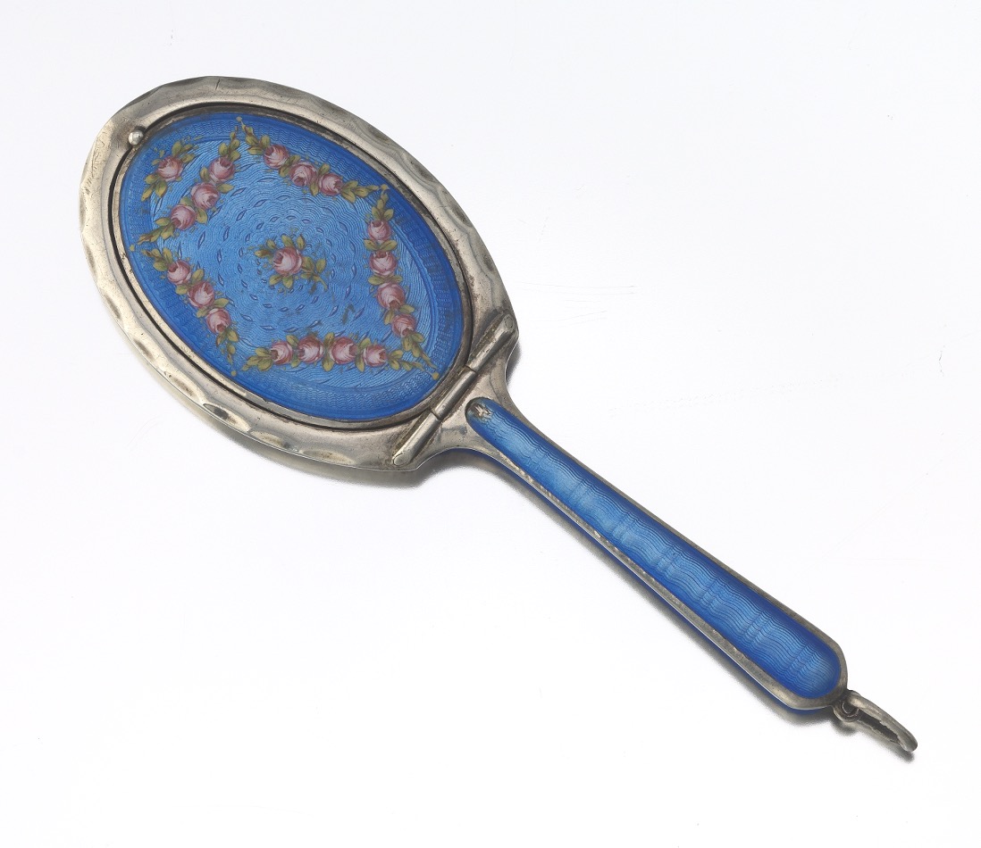 French Sterling Silver and Guilloche Enamel Vanity Mirror/Compact, ca. 19th Century - Image 2 of 6