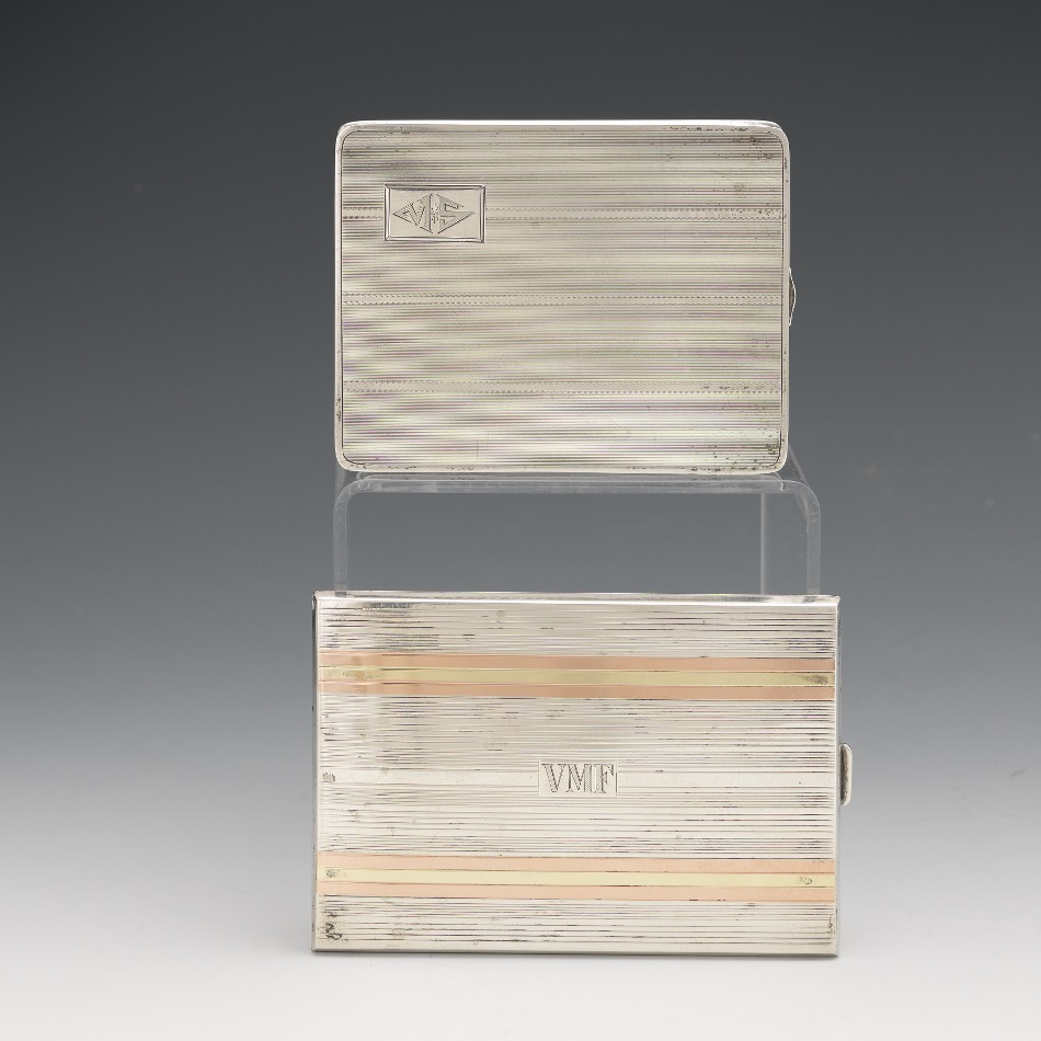 Two Art Deco Sterling Silver and Two-Tone Gold Cigarette Cases - Image 2 of 8