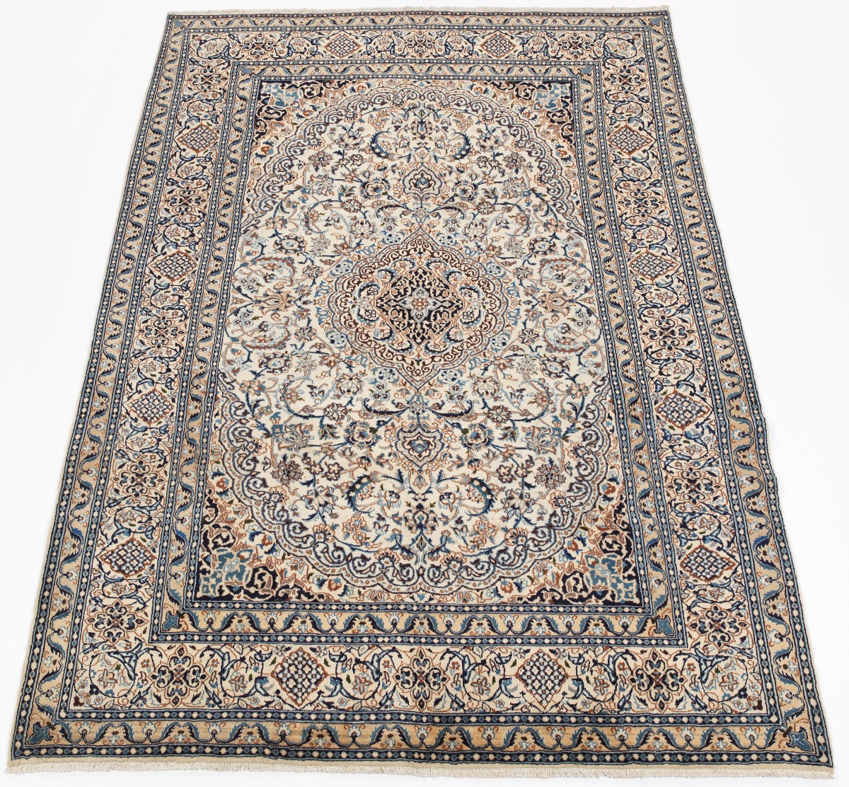 Fine Nain Silk and Wool Carpet