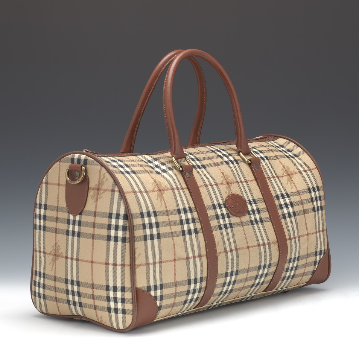 Burberry Coated Canvas Haymarket Check Carry On Travel Bag