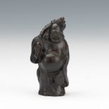 Signed Carved Wood Netsuke of Hotei