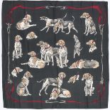 Hermes Silk Twill Scarf Chien De Meute Designed by Xavier De Poret