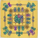 Hermes Silk Twill Scarf "Les Rubans Du Cheval" Designed by Joaquim Metz