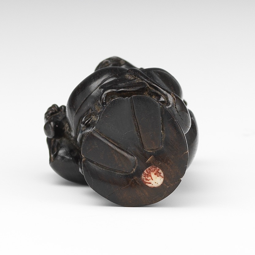 Signed Carved Wood Netsuke of Hotei - Image 7 of 7