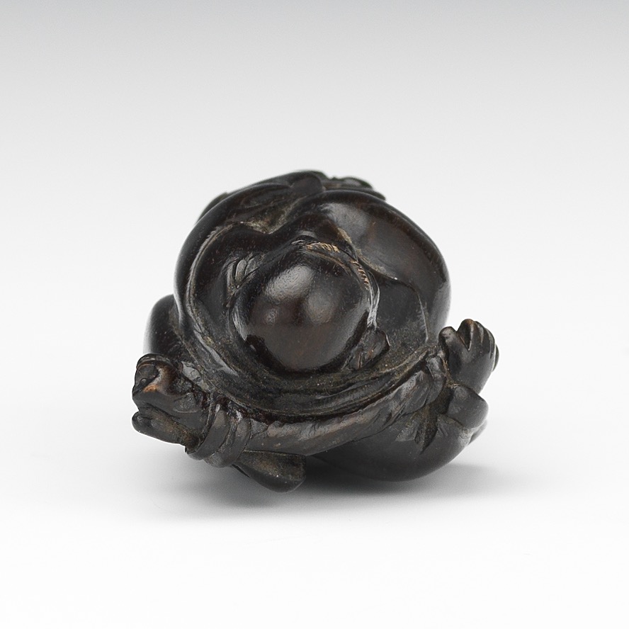 Signed Carved Wood Netsuke of Hotei - Image 6 of 7