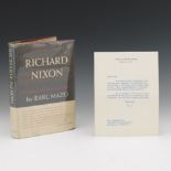 Mazo, Earl, "Richard Nixon; A Political and Personal Portrait", With Personal note from Mrs. Nixon