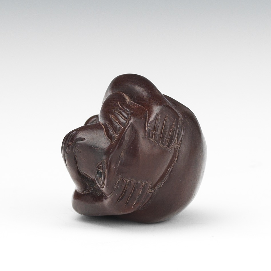 Signed Carved Wood Monkey Netsuke - Image 7 of 8