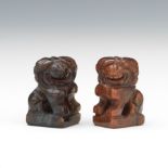 Two Agate Carved Dog Netsuke