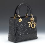 Dior Black Patent Leather "Lady Dior" Bag