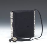 Judith Leiber Black Satin Inro Evening Bag