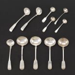 George III Sterling Silver Five Ladles and Two Mustard Spoons, and Queen Victoria Sterling Silver T