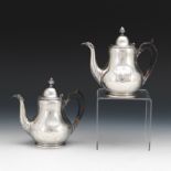 Jean Francoise Veyrat Near Pair of Sterling Silver Individual Teapots, France, ca. 1832-1840