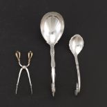 Georg Jensen Sterling Silver Large Serving Spoon and Master Sugar/Bon-Bon Spoon and W. & S. Sorense