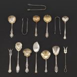 Fourteen Sterling Silver and Gold Washed High Tea and Luncheon Utensils including Gorham, Towle, Fr