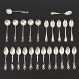 Gorham Sterling Silver Six Teaspoons, "Oak Ridge" Pattern, Rogers Lunt Bowlen Sterling Twelve Teasp