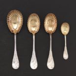 4 Tiffany Japanese Sterling Ruffled Berry Spoons