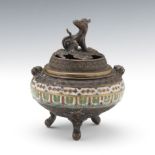 Chinese Cloisonne Enameled Bronze Dragon Incence Burner