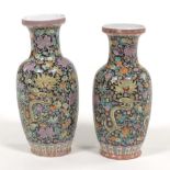 Near Pair of Polychromed Dragon Vases