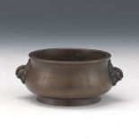 Chinese Patinated Bronze Incense Burner, Xuande Marks