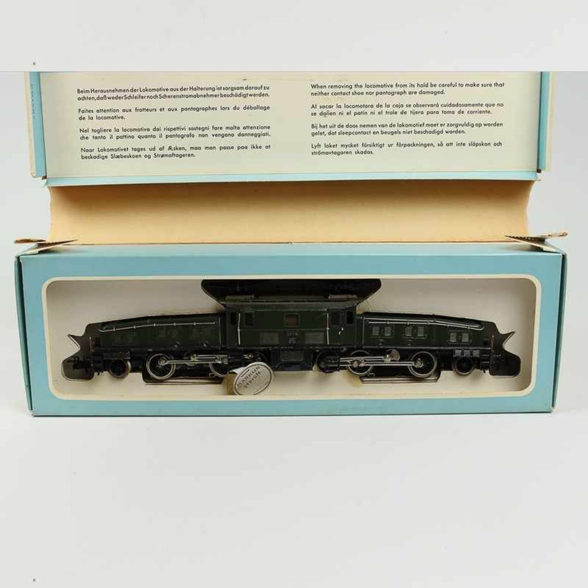 Märklin - Eisenbahn E-Lok "Krokodil", 3015, H0, Gleichstrom, grün, Schweizer Lok 1C C1, OK, um 1955,