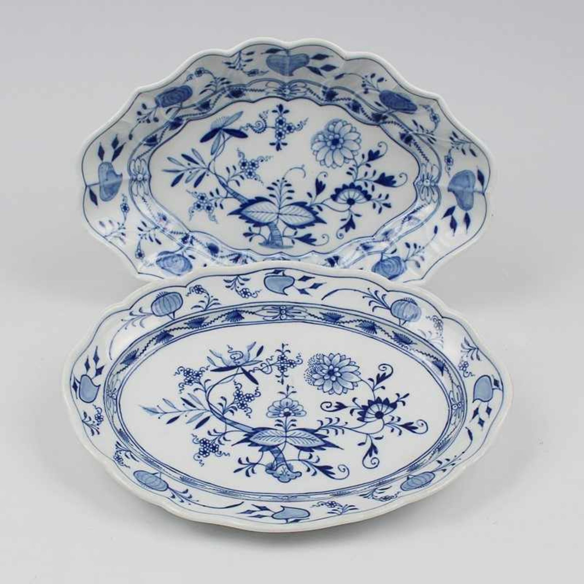 Meissen - Schalen 1850-1924, blaue Knaufschwerter, Dekor "blaues Zwiebelmuster", 2x Schalen,